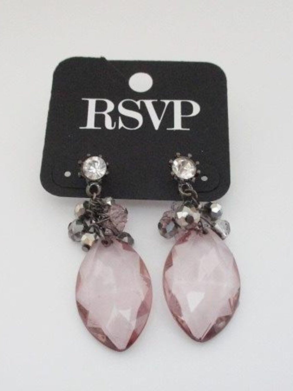 RSVP Pink Faceted Beaded Statement Drop Earrings NWT
